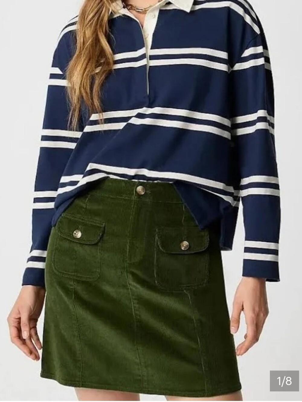 J.Crew Factory NWT Corduroy Patch Pocket Mini Skirt Womens 4 Olive Green Pine